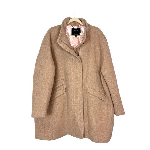 J. Crew Cocoon Coat Womens Size 24 Beige In Italian Stadium Cloth Wool Blend